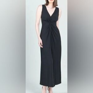 Eliza J Black V-Neck Sleevless Twist Front Maxi Evening Gown. NWOT. Size 14